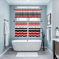 thumbnail image 3 of Red Black Stripe Kitchen Curtains Sets for Windows 24 Inch Length, Modern Abstract Coarse Striped Rod Pocket Window Treatments Tier Curtains and Valances Set for Bedroom/Bathroom, 3 of 8