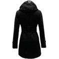 thumbnail image 3 of Womens Double Breasted Trench Coat Classic Lapel Belt Peacoat Fall Winter Warm Overcoat Outerwear with Hood, 3 of 3