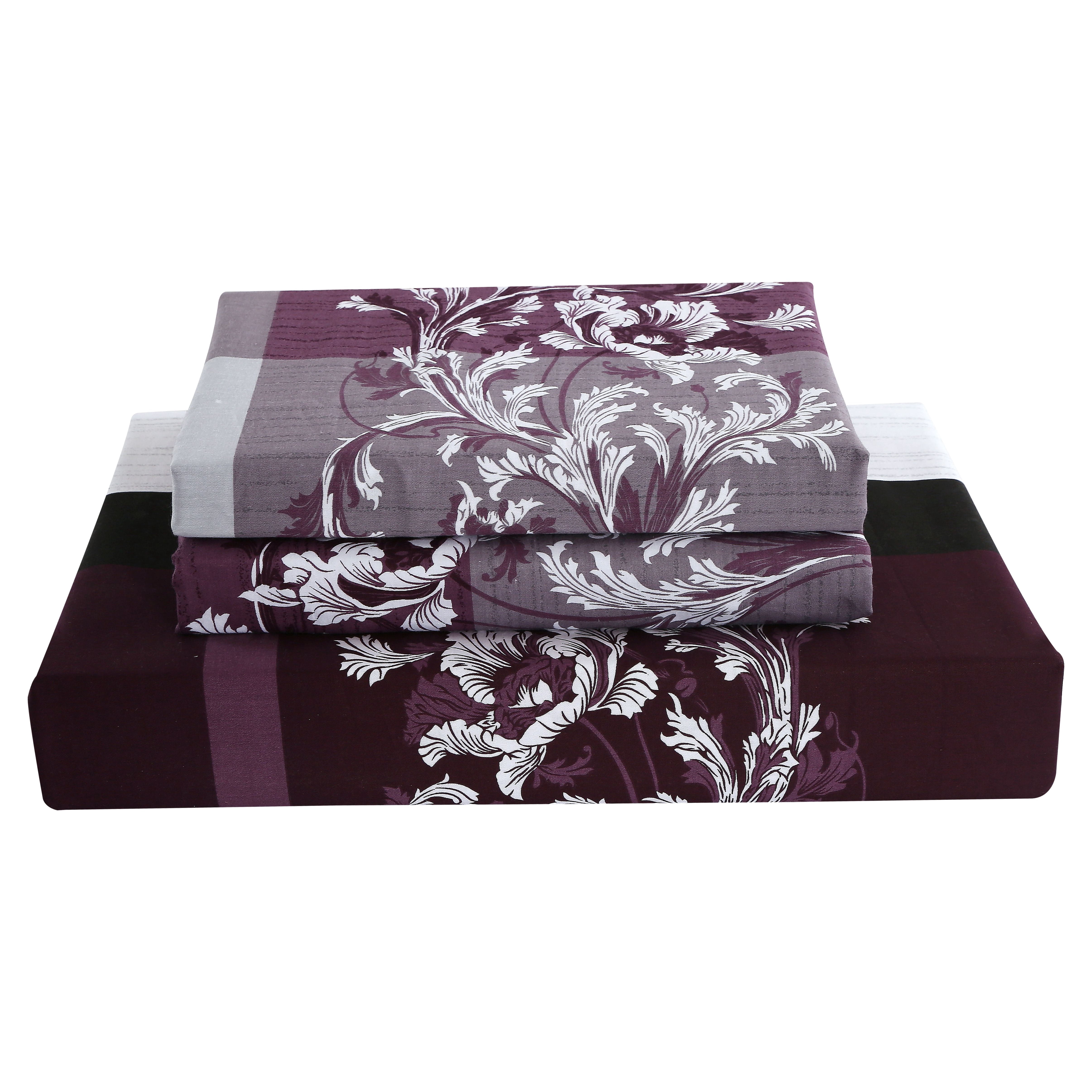 Swanson Beddings May 5-Piece 100% Cotton Bedding Set: Duvet Cover, Two Pillowcases and Two Pillow Shams (Burgundy, Queen)
