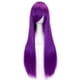 thumbnail image 2 of Zhuge Pelucas de cabello natural liso de 80 cm de largo para cosplay con flequillo, peluca colorida para fiesta de disfraces de Halloween para niña (violeta), 2 of 5