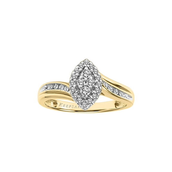 1/4 Carat T.W. Diamond 10KT Yellow Gold Marquise-Shape Halo "Empress" Engagement Ring by Keepsake