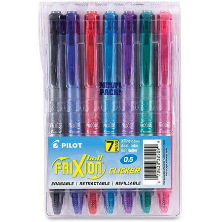 UPC: 0072838325099 | Pilot FriXion Clicker Erasable Gel Ink Retractable Pen Assorted Ink .5mm 7/Pack 32509