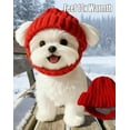 thumbnail image 5 of Red Wool Knit Dog Beanie with Ear Flaps - Warm Winter Hat, Flexible Fit That Stays Put for Small and Medium Breeds, 5 of 7