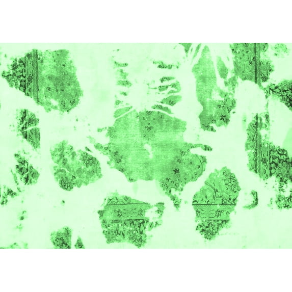 Ahgly Company Indoor Rectangle Abstract Emerald Green Modern Area Rugs, 4' x 6'