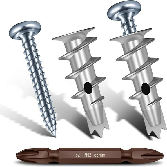 TOP! Zinc Self Drilling Drywall Anchors, Hollow Wall Anchor & Screw Kit, Screws, 50PCS Heavy Duty Metal Anchors