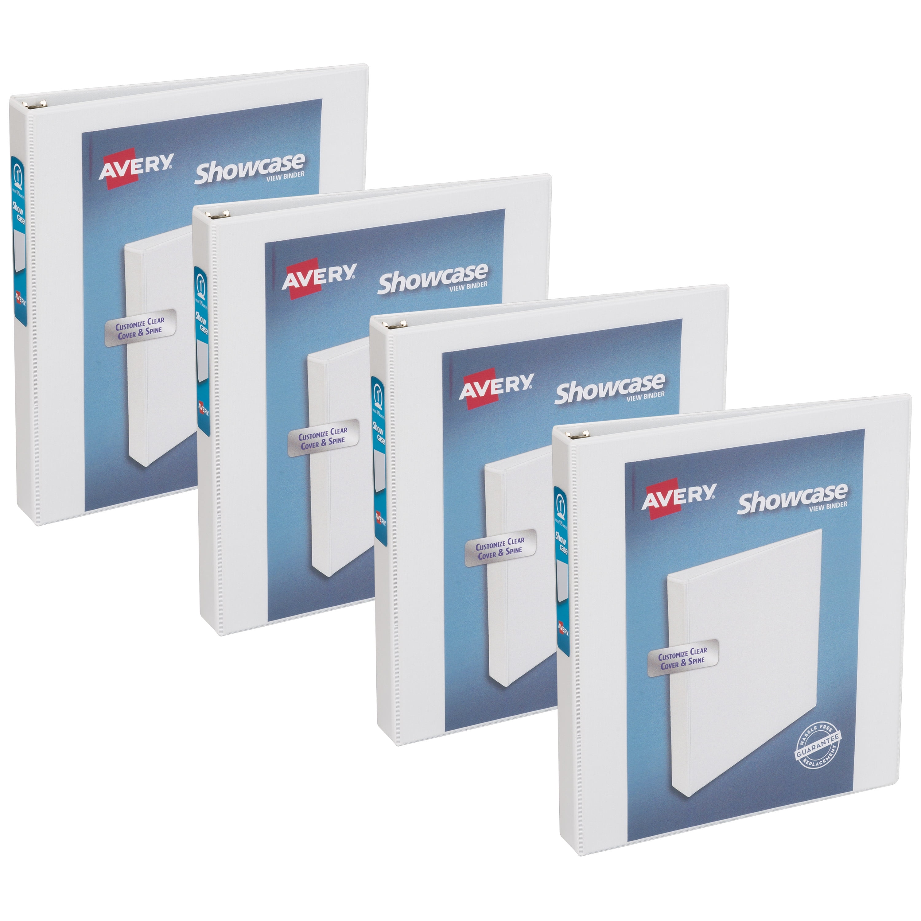 Avery Economy Clear View 3 Ring Binders, 1 Inch Round Rings, 4Pack of White Binders (22343