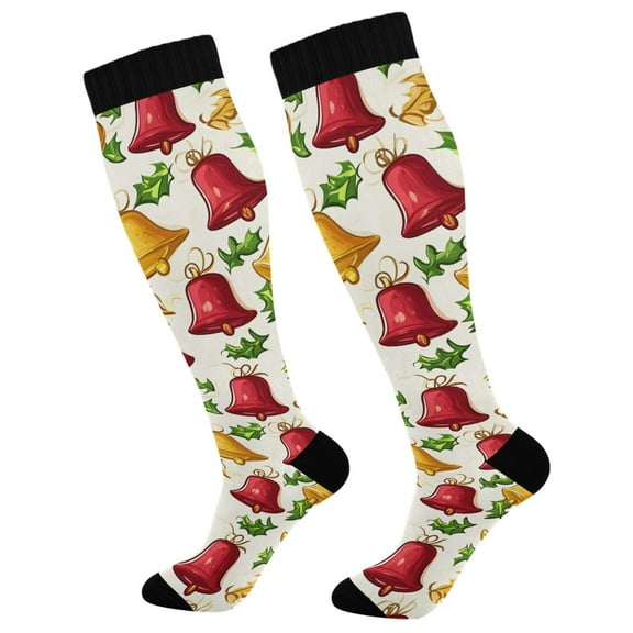joogoo Christmas Bells Long Socks Women Men Knee High Sock