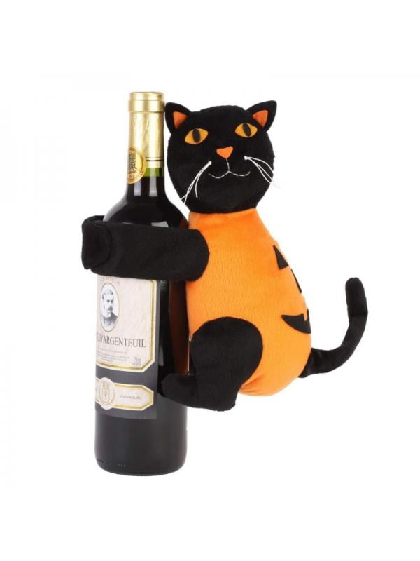 Halloween Wine Bottle Cover Pumpkin Black Cat Gift Decor Accessories Walmart Com Walmart Com