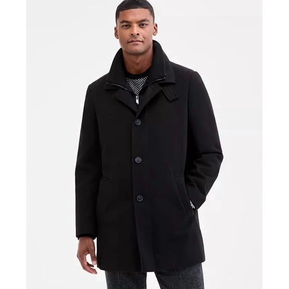 Calvin Klein Mens Classic-Fit Coleman Overcoat Coat 38 R Black