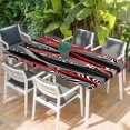 thumbnail image 2 of Red Black Stripes Table Cloths for 4 Foot Rectangle Tables, Modern Gradient Abstract Lines Art Patio Waterproof Elastic Fitted Tablecloths, Washable Rectangular Table Cover for Camping, 2 of 8