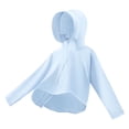 thumbnail image 4 of Spazoro Toddler Girls UPF 50+ Sun Protection Jacket, Quick Dry Breathable Lightweight Hooded Zip Up Fashion Clothes for Outdoor Blue Size 5-6, 4 of 8