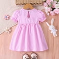 thumbnail image 2 of ZEHJUHAN Toddler Girls' Bunny Embroidered Dress, Lapel Collar Bubble Ruffle Sleeve A-Line Summer Dress Pink，3-6M, 2 of 9
