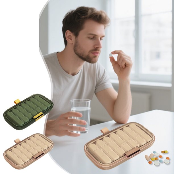 Organizador de pastillas de plástico | Caja divisor de medicinas | Divisor portátil para tabletas | Dosificación ajustable | Plástico duradero e inodoro | Rosa, verde | 1 pieza | 9.33x5.55x1.41 in