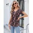 thumbnail image 2 of Tops LOMON con mangas onduladas para mujer, corte holgado y cuello en V, 2 of 8
