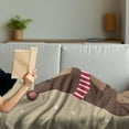 thumbnail image 3 of Cartoon Soft Flannel Fleece Throw Blanket, Bear Wearing Red Scarf Under Snow Winter Cold Weather Kids Playroom Print, Cozy Plush for Indoor and Outdoor Use, 70" x 90", Brown Sand Brown, by Ambesonne, 3 of 5