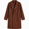 thumbnail image 6 of Afelkas Women's Oversized Wool Blend Peacoat Double Breasted Notch Lapel Mid Length Warm Winter Coat with Pockets, 6 of 6