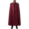 thumbnail image 2 of Men's Gothic Vampire Cape with Epaulettes and Chains Medieval Renaissance Military Cloak Aristocrat Cosplay Costume for Halloween Dress Up Themed Party, 2 of 7