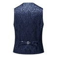 thumbnail image 4 of YUGYXL Men's V-Neck Suit Vest Slim Fit Formal Lightweight Dress Waistcoat Casual Floral Business Vests Navy M, 4 of 4