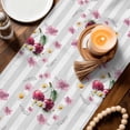 thumbnail image 3 of 4th of July Table Runner 90 Inches, Independence Day Pink Floral Grey Striped Bed Runner Dresser Scarves Tabletop for Indoor Outdoor Parties/Ceremony/Banquet, 13" x 90", 3 of 9