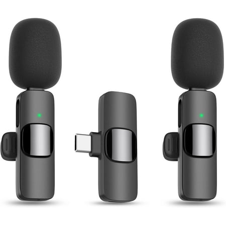 Wireless Lavalier Lapel Microphone for iPhone 15 Series/Android/Computer - Bluetooth Mini Phone Microphones for Video Recording - 2 Clip on Mics with USB C Interface for Tiktok YouTube Vlog