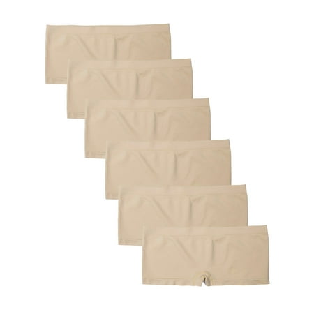 

Kalon Women s 6 Pack Nylon Spandex Boyshort Panties (Small 6 PK Beige)