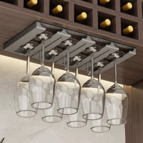 Versatile Gun Gray Wall-Mounted Wine Rack With Four Slots For Eight Cups
