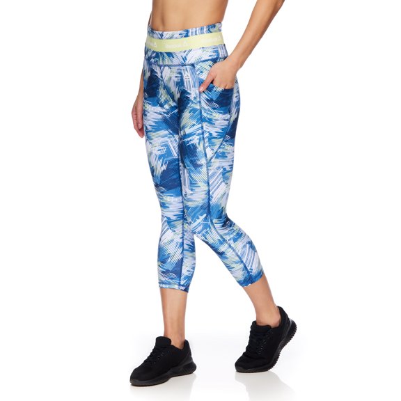 Reebok Women's Printed Revolve High Rise Capri Legging With 22" Inseam And Side Pockets