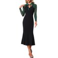 thumbnail image 2 of INSPIRE CHIC Women's Lace Cropped Shrugs Stand Collar Elegant Crochet Sheer Bolero L Dark Green, 2 of 6