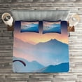 thumbnail image 2 of Ambesonne Nature Quilted Coverlet 3 Pcs, Paraglide Sun Mountains, King Size, Blue Pink, 2 of 2
