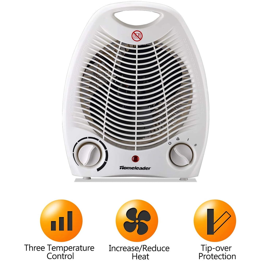 Kepooman 1500W Portable 2-Speed Space Heater with Thermostat for Home Office Small Space