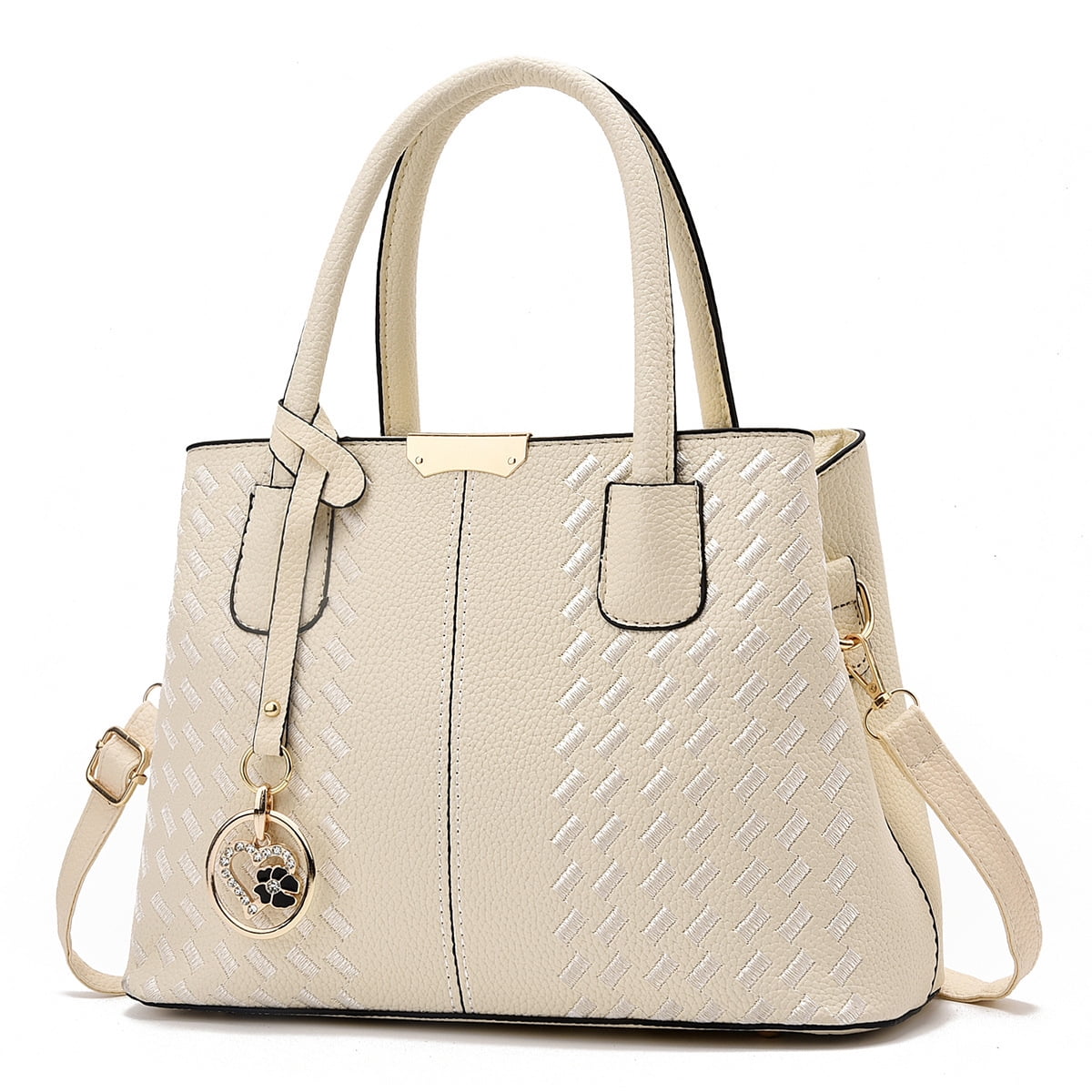 Purses and Handbags for Women Solid Color Stiching Crossbody Shoulder Bags Zipper Compartment Satchel Work Tote