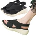 thumbnail image 1 of Sandalias Cruzadas Plataforma Cuña para Mujer Transpirables Viajes Al Aire Libre, 1 of 9