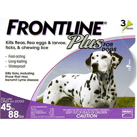 Frontline Plus Flea & Tick Control For Dogs 45-88lbs, 3 Month Supply