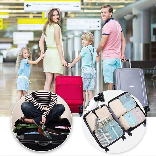 8 Pcs Organisateur de voyage Sacs de rangement Vêtements Chaussure Tidy  Pouch Imperméable à l'eau Portable Bagage Valise Emballage Case