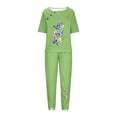 thumbnail image 5 of Deals of the Week Discount BVnarty Women's Summer Watercolor Butterfly Print Short Sleeve T-Shirt Pants Two Piece Outfit Tracksuit Set Green M, 5 of 5