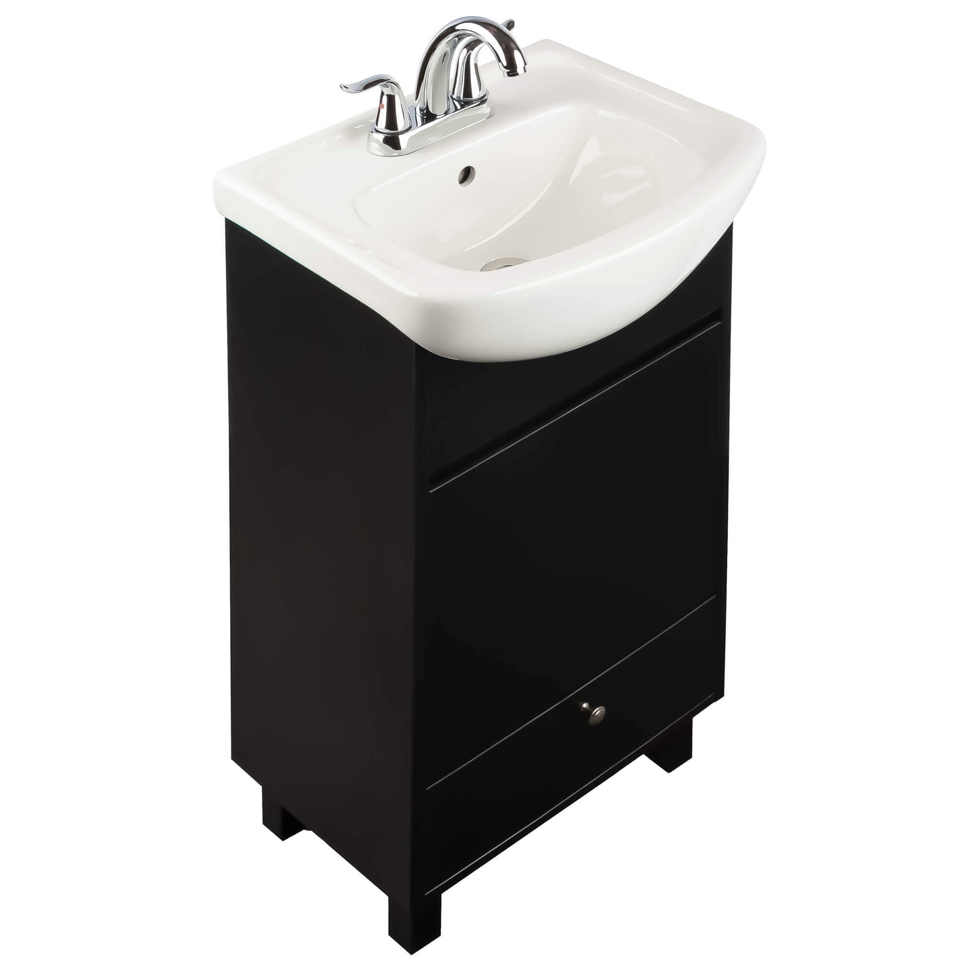 Fine Fixtures Petite 18 Inch Bathroom Vanity with Sink, Small Freestanding Bathroom Cabinet, Space-Saving Vanity Sink Combo, Satin Black