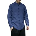 thumbnail image 1 of Camisas s Para Hombre De Vestir Camisa de manga larga para hombre Camisa casual con cordón de moda Camisa medieval masculina (Blue, 3XL), 1 of 5