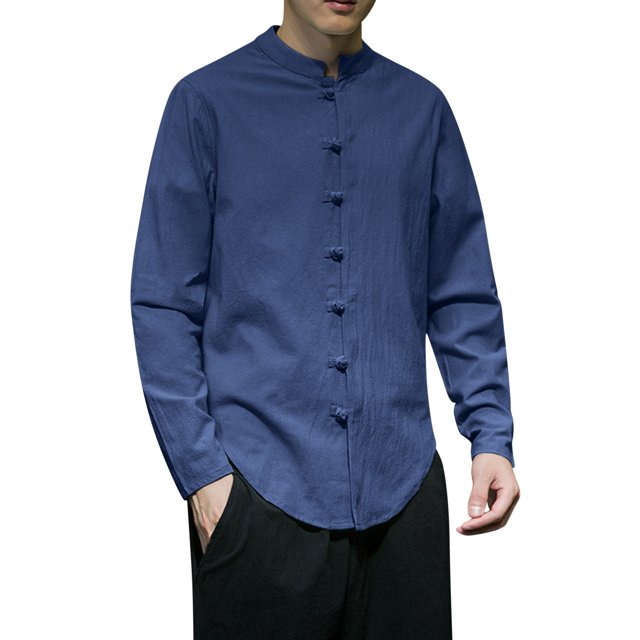 Camisas s Para Hombre De Vestir Camisa de manga larga para hombre Camisa casual con cordón de moda Camisa medieval masculina (Blue, 3XL)