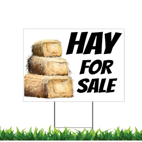 Hay For Sale Sign, Yard Sign, 18x12, 24x18, 36x24, Double Sided, H-Stake Included, v1