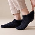 thumbnail image 4 of Mens Plush Low Cut Thermal Home Socks Anti-Skid Bottom Soft Cozy Winter Casual Bedroom Socks Black One Size, 4 of 6