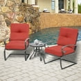 thumbnail image 7 of SOLAURA 3-Piece Outdoor Bistro Sets Patio Metal Spring Chairs and Coffee Table Set with Red Cushions, 7 of 7