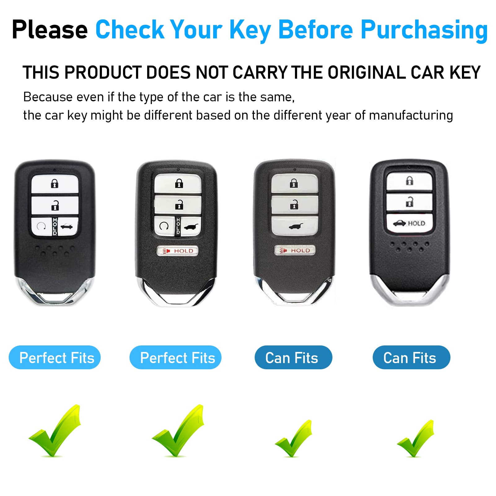 Compatible with Honda Key Fob Cover, Key fob Case Shell for 2016-2022 Accord Pilot CRV 2016-2021 Civic 2019-2024 Passport 5 Buttons, Metal Shell & Soft Silicone Protection