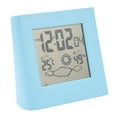 thumbnail image 3 of Reloj despertador con energía solar y doble batería, pronóstico del tiempo, temperatura y humedad, color azul., 3 of 14