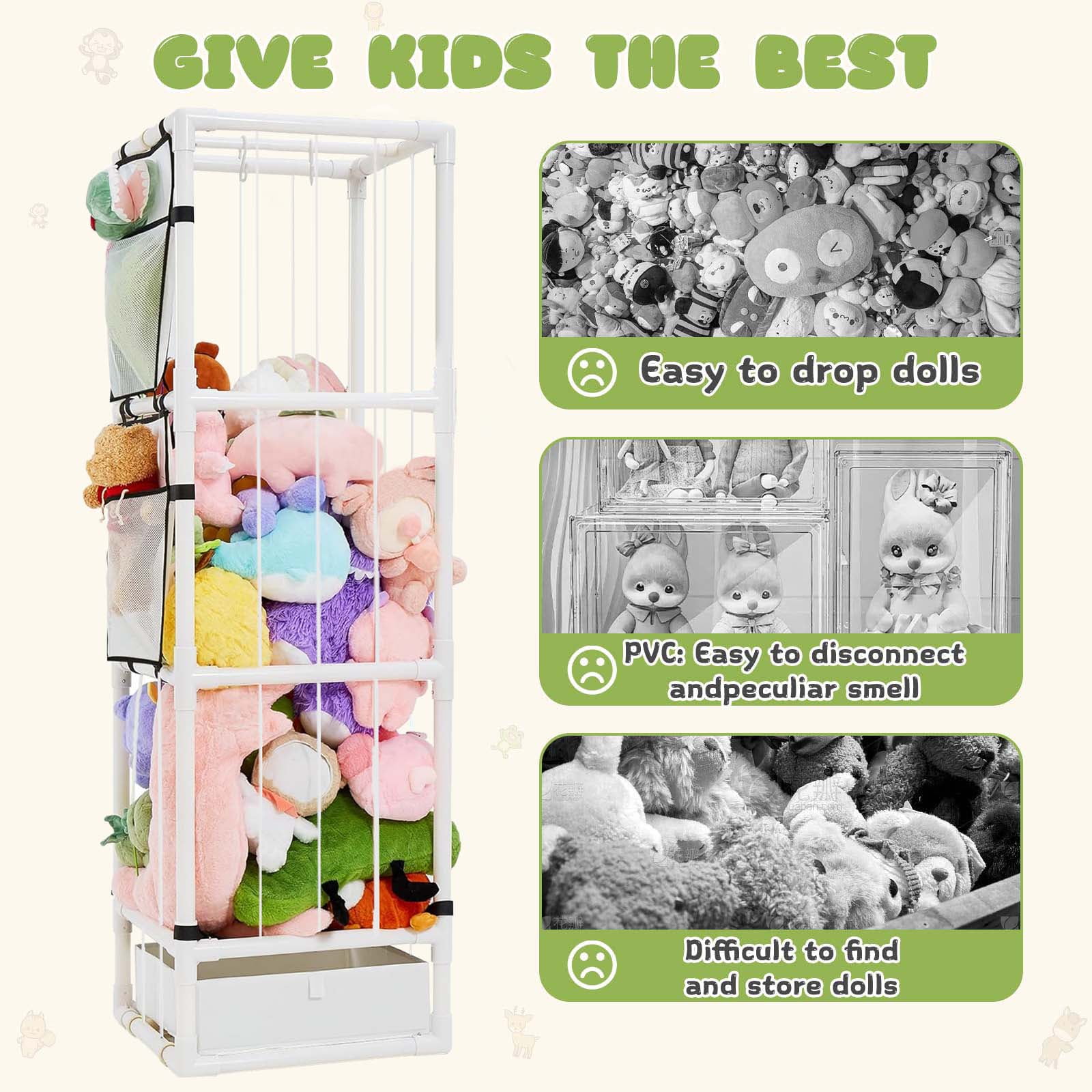 Stuffed Animal Zoo Storage Organizer PVC Large Plushie Holder for Toddler Room Playroom Aesthetic Nursery Furniture Toy Display Extra-large Capacity Design
