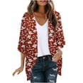 thumbnail image 3 of yoeyez Lightweight Cardigans for Women Floral Print 3/4 Sleeve Kimono Cardigan Loose Cover Up Casual Summer Beachwear 2026 Red,XXL, 3 of 6