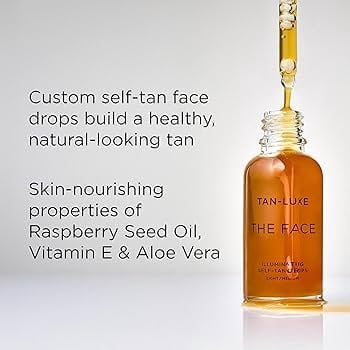 TAN-LUXE The Face Self-Tan Drops for Face, Light/Medium Shade, 0.33 fl oz