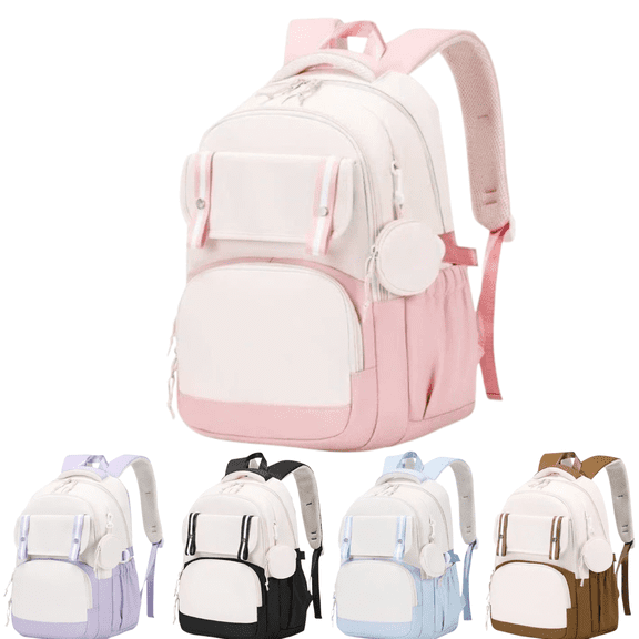 QWKLEAJBackpack for Teen Girls Boys School Backpacks Women College Bookbag | Travel Daypack Girl Laptop Back Pack Kids Elementary Middle High School Bag Pink