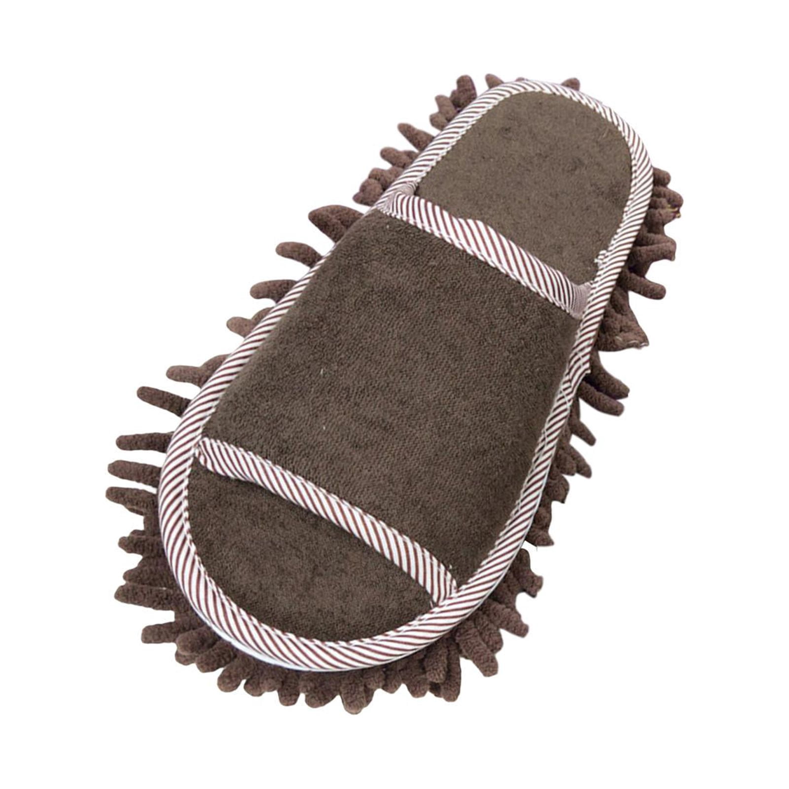 yuksok Mop Slippers Floor Cleaning Mopping Slippers Open Toe Quiet Comfortable Cleaning Brown