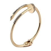 Sexy Sparkles Light Golden Nail Bangle Bracelet Love Fashion Jewelry Design for Women - Clear Rhinestones, 4/8"