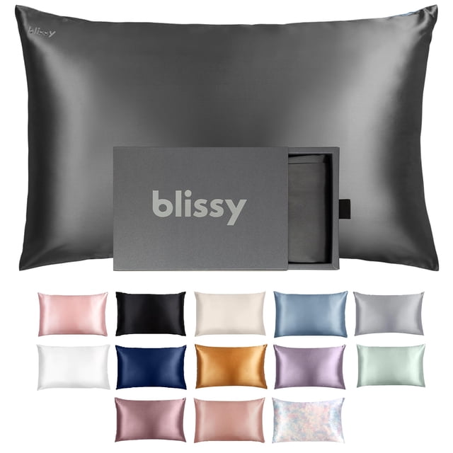 Funda de almohada de seda Blissy 100% pura Mulberry Silk 22 Momme Grey